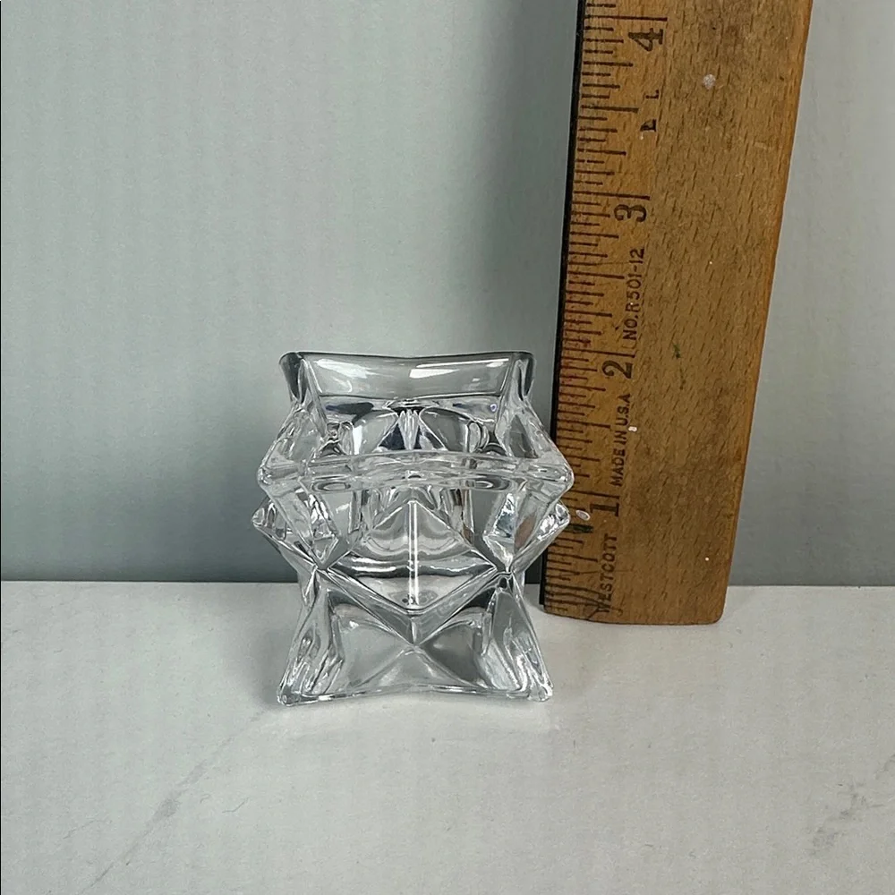 SET OF 2 VINTAGE LEAD CRYSTAL STAR CANDLE HOLDERS